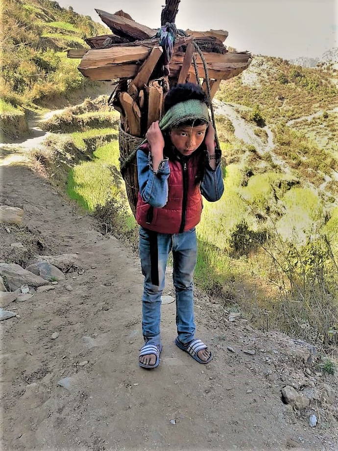 Chepang Boy carriing wood