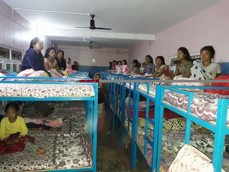 Chepang girls in their new beds .jpg