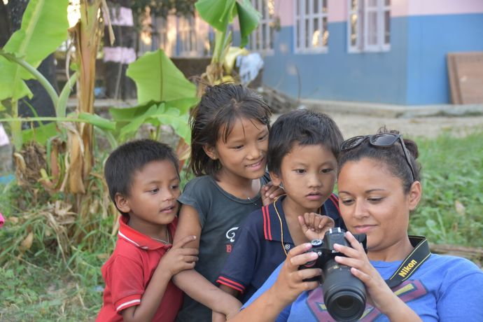 Volunteer Virginie Kormann with chepang children.jpg