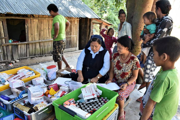 Sr. Miriam at health Camp