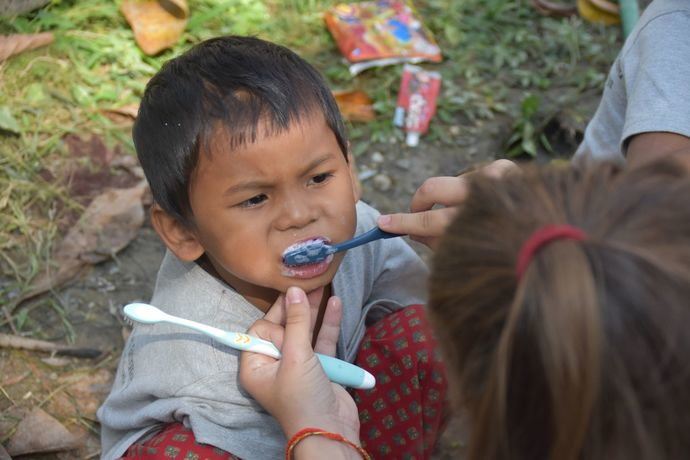 Learning how to brush teeth