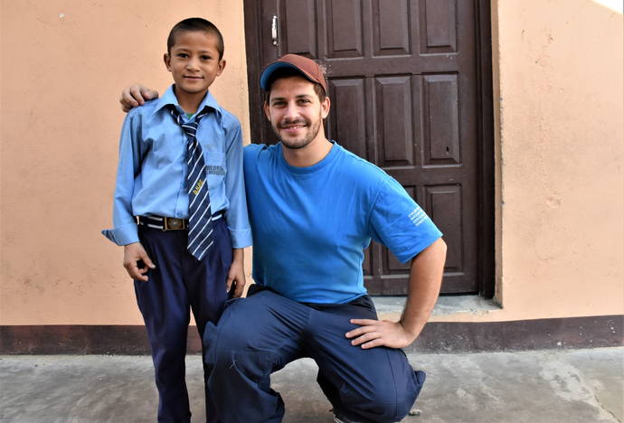 Tobias Bacchetto and Nepali Student
