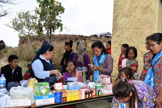 Dispensary of medicaments  in Health Camp ( Sr. Miriam)